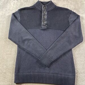 BKE Swarter Mens Large Washed Black Standard Fit‎ Mock Neck Preppy Office Casual